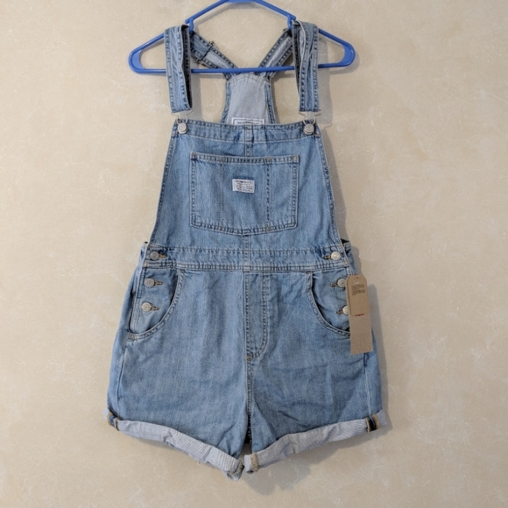 LEVI'S Vintage Denim Shortalls Short Overalls - Picture 6 of 10